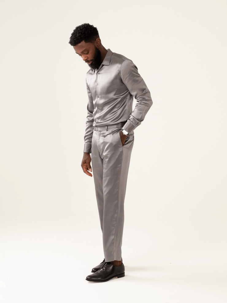Adom Silky Slim Leg Straight Pants - Saint Ola