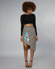 JEBBEH Asymmetric Print Skirt